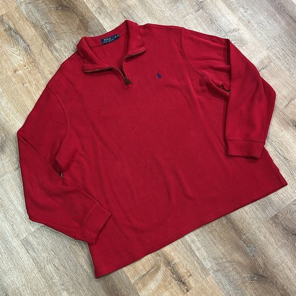 POLO RALPH LAUREN | Red Quarter Zip - Picture 2 of 5